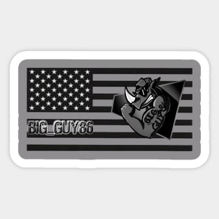 Black and white flag with logo Sticker